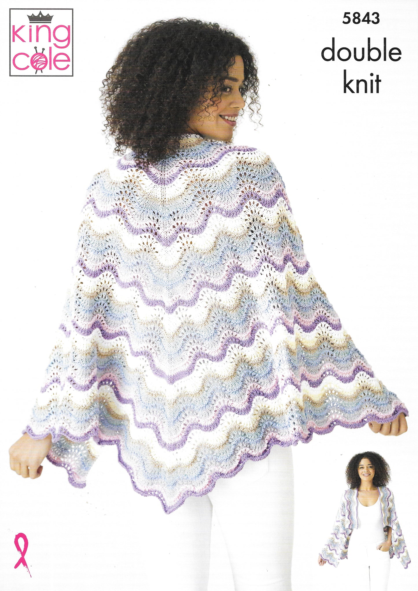 5843 King Cole knitting pattern. Lady's wrap and shawl. DK