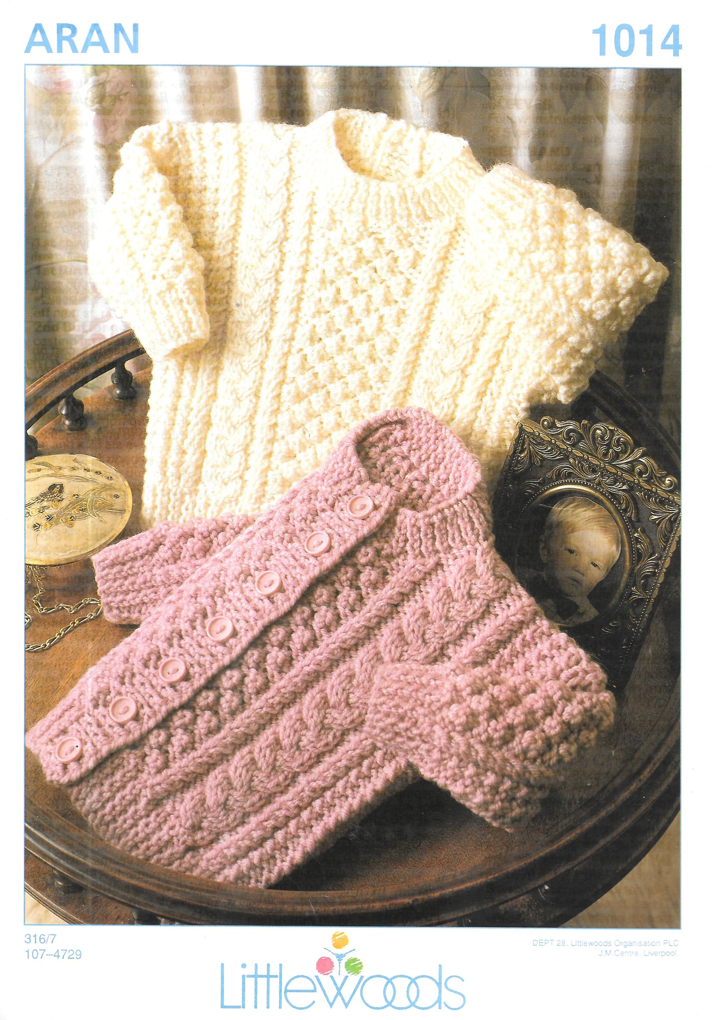 PRELOVED Littlewoods 1014 Knitting Pattern. Child's Cardigans/Sweater in Aran