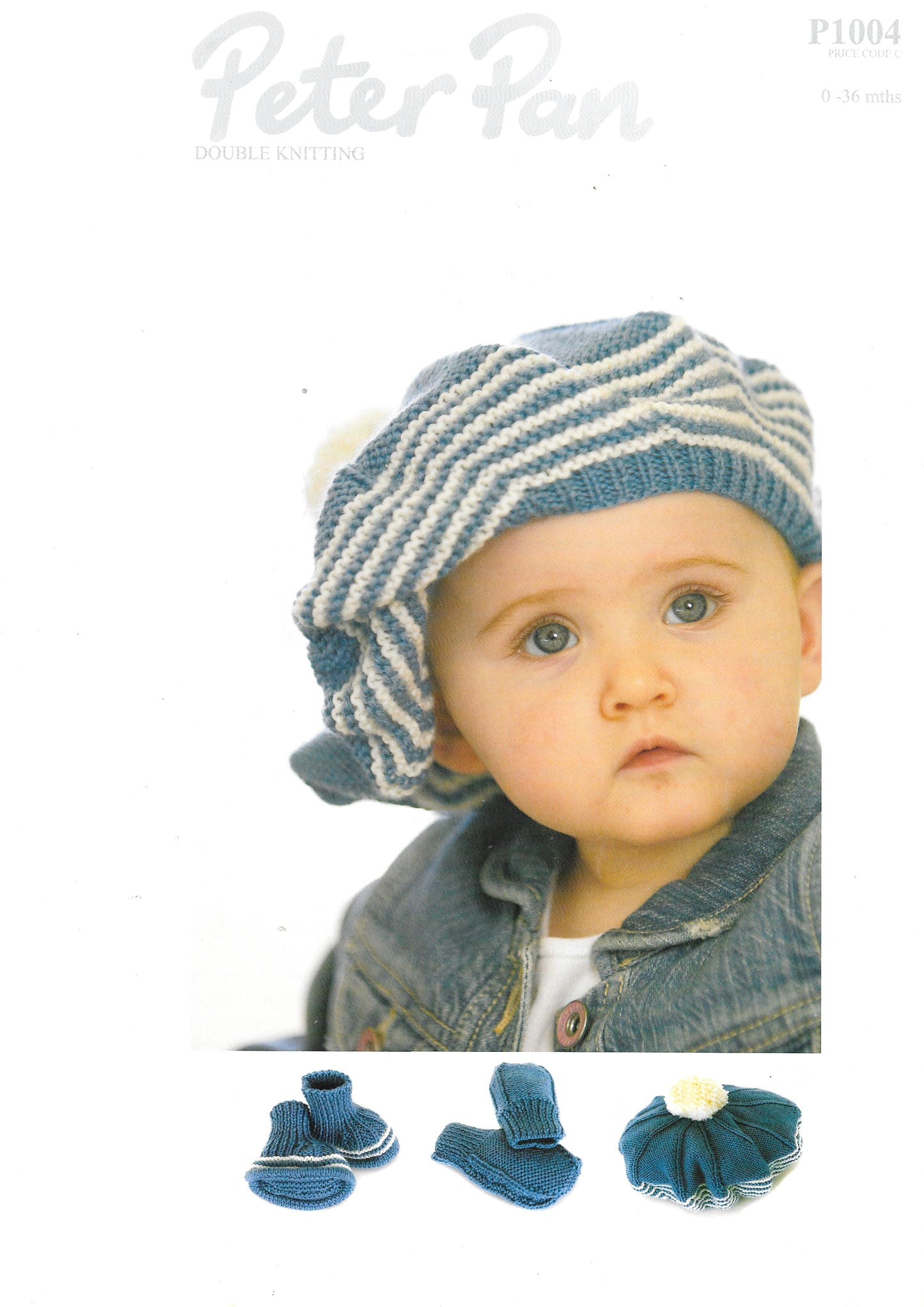 PRELOVED Peter Pan Knitting Pattern P1004. Child's hat, bootees and mitts. Double Knit.