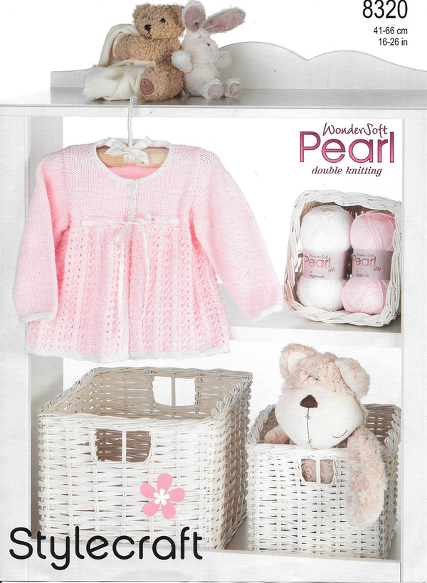 8320 Stylecraft Knitting Pattern Matinee Coat. DK. 16-26" chest