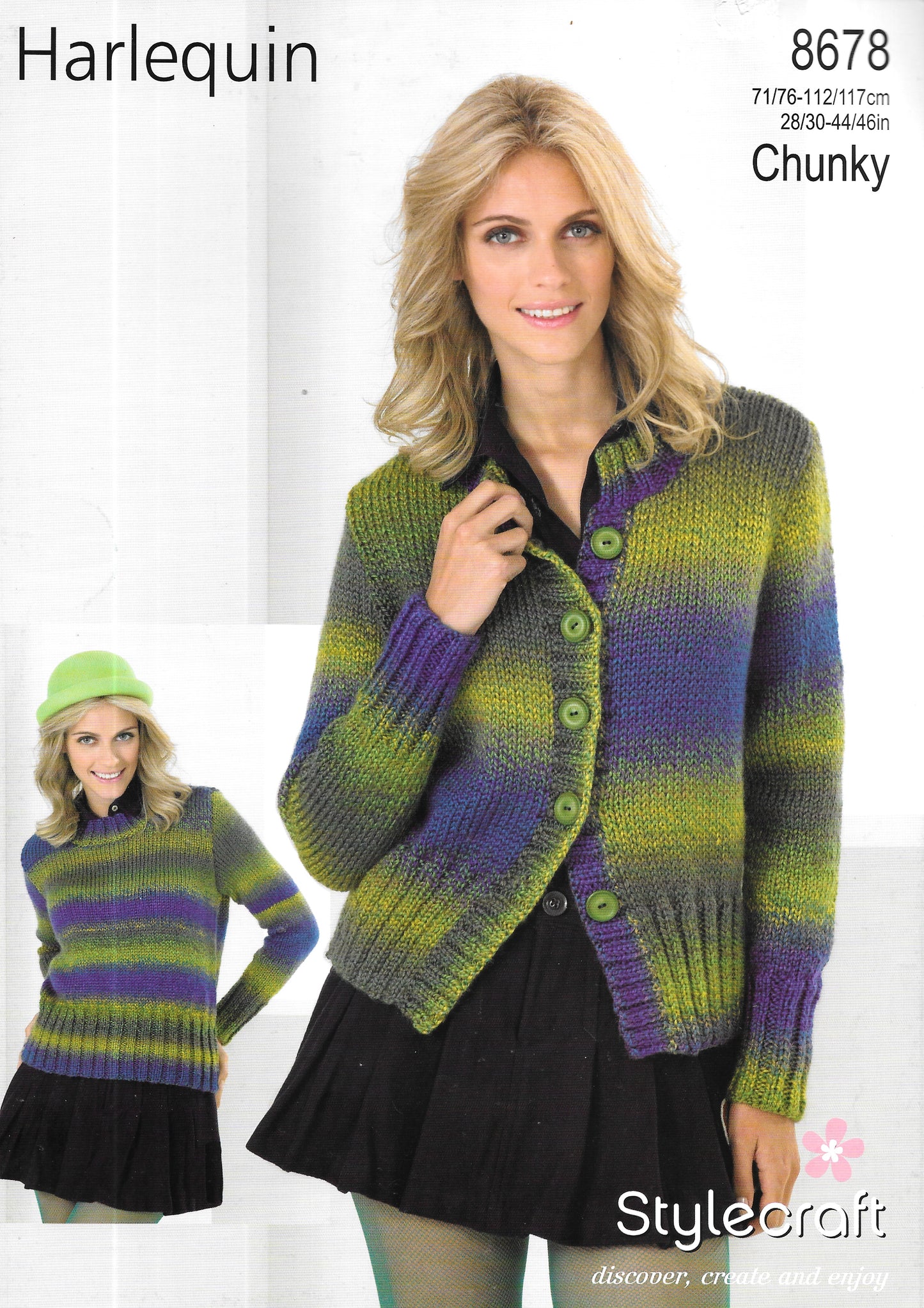 8678 Stylecraft knitting pattern. Lady's Sweater/Cardigan. Chunky
