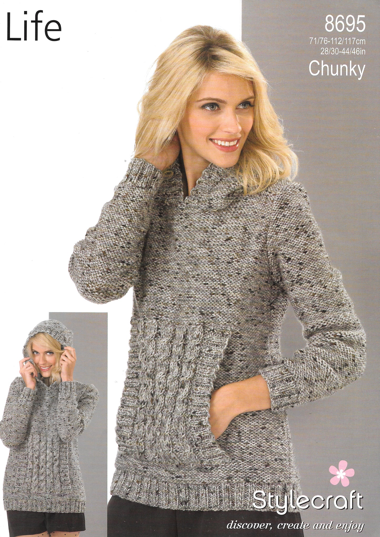 8695 Stylecraft knitting pattern. Lady's Sweater. Chunky