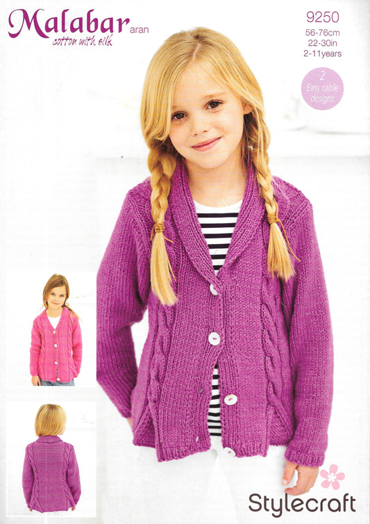 9250 Stylecraft knitting pattern. Child's cardigans. Aran