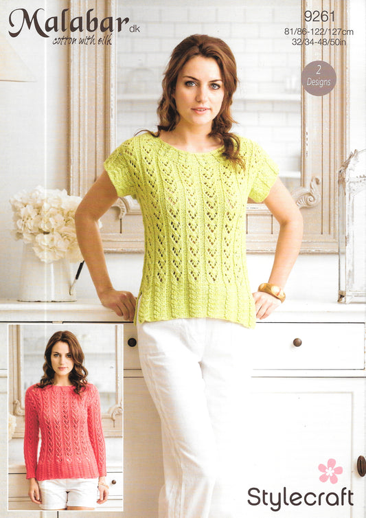 9261 Stylecraft Ladies Lacy Sweater knitting pattern
