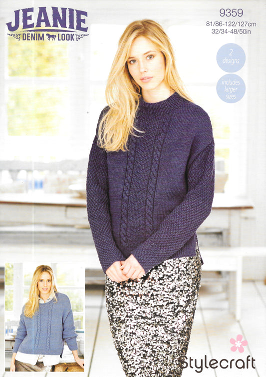 9359 Stylecraft Ladies Sweater Aran Yarn knitting pattern