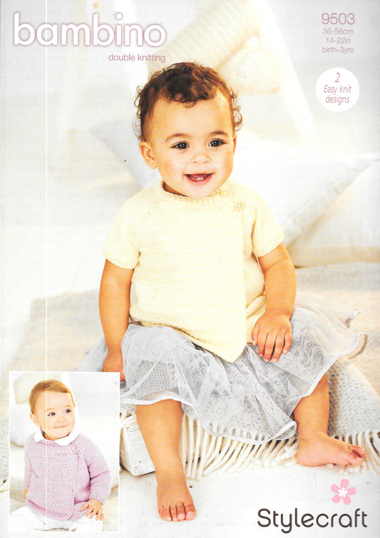 9503 Stylecraft knitting pattern. Baby Cardigans. Double Knitting