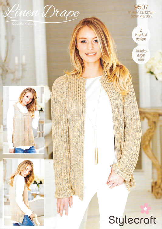 9507 Stylecraft Cardigan/sweater. Double Knitting Yarn knitting pattern