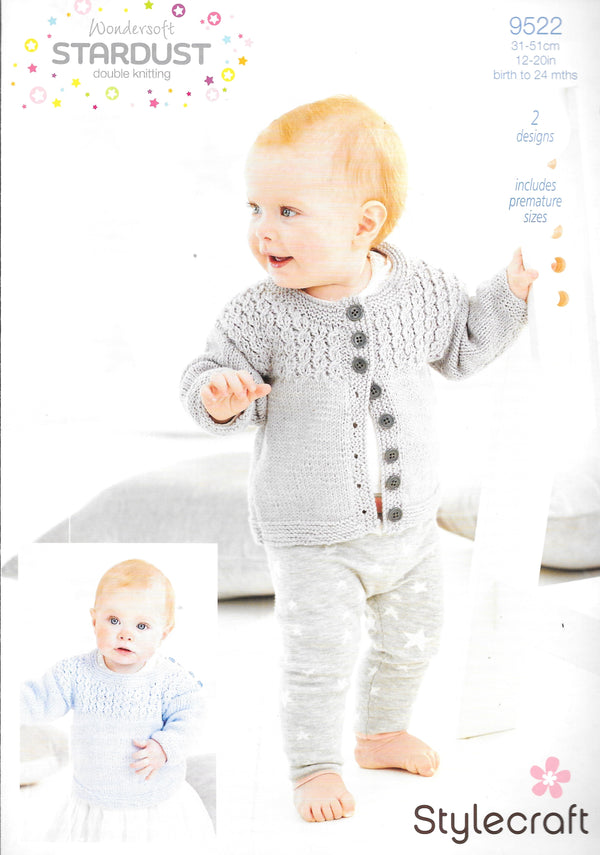 9522 Stylecraft knitting pattern. Child's cardigan and Jumper Double Knitting