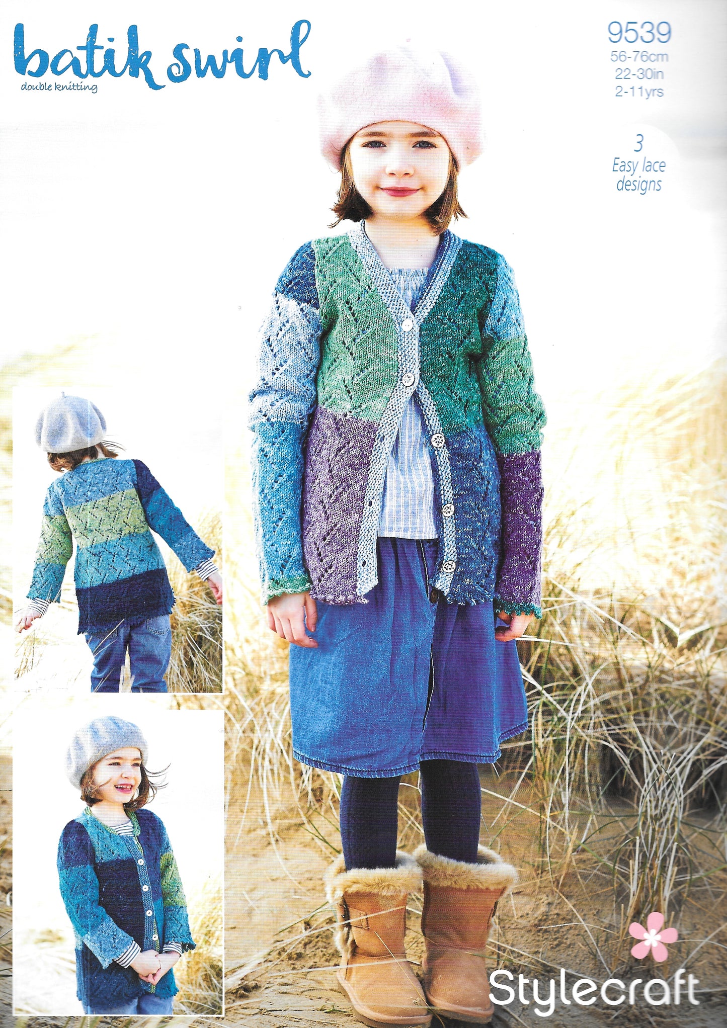 9539 Stylecraft knitting pattern. Child's cardigans and mittens.  Double Knitting