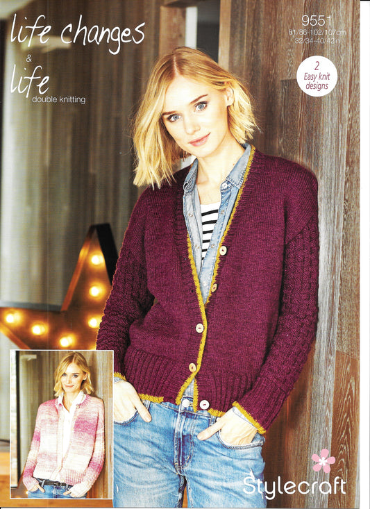 9551 Stylecraft knitting pattern. Lady's cardigans. Double Knitting