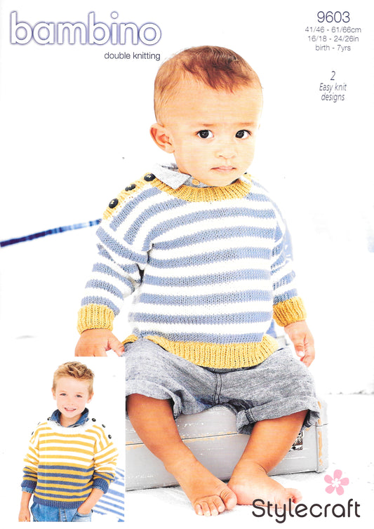 9603 Stylecraft knitting pattern. Child's Sweaters. Double Knitting