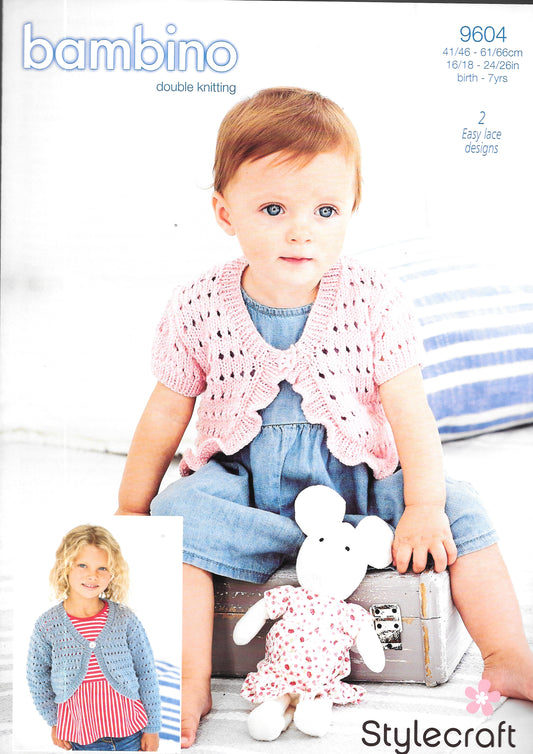 9604 Stylecraft knitting pattern. Child's Cardigans.  Double Knitting