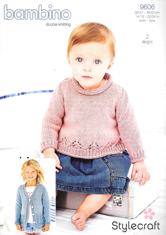 9606 Stylecraft knitting pattern. Child's Cardigan/Sweater. Double Knitting