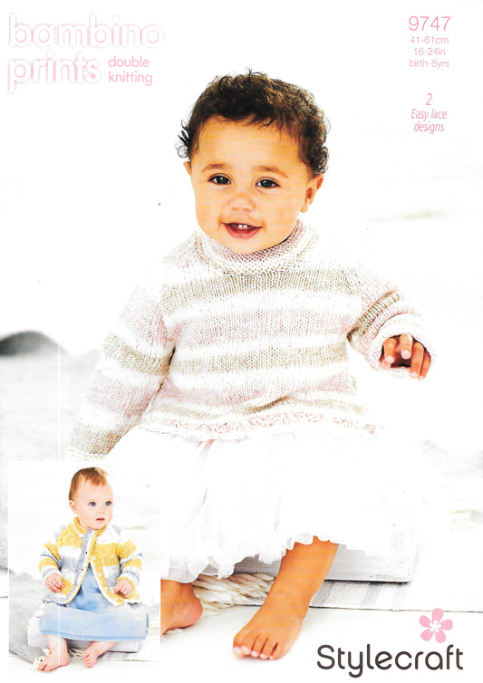 9747 Stylecraft knitting pattern. Child's Cardigan/Sweater. Double Knitting