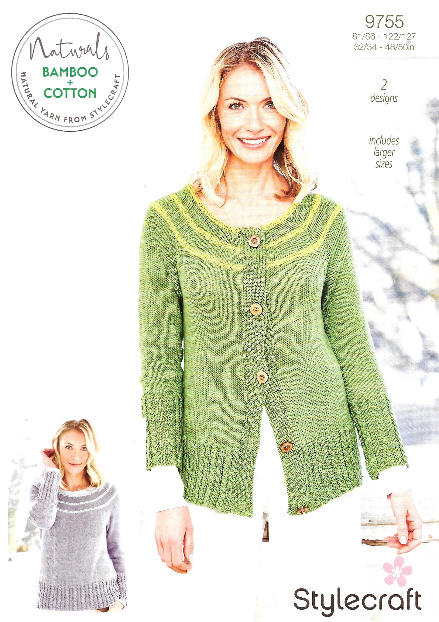 9755 Stylecraft knitting pattern. Lady's sweater cardigan. Double Knitting