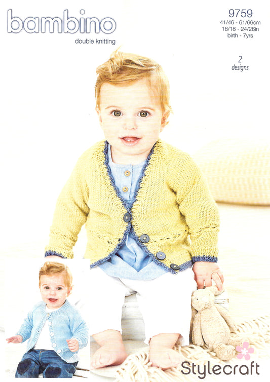 9759 Stylecraft knitting pattern. Child's Cardigans.  Double Knitting