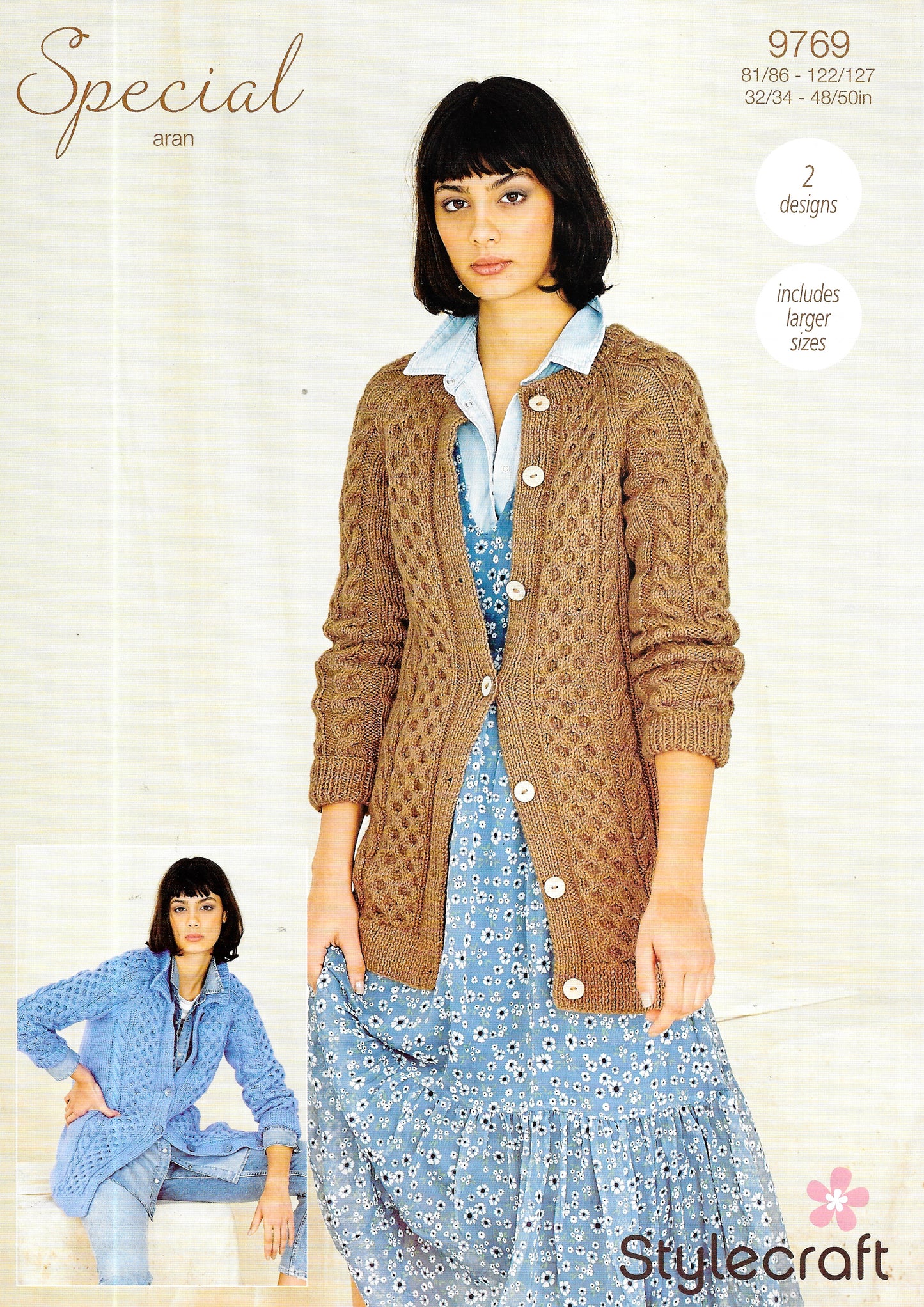 9769 Stylecraft knitting pattern. Lady's cable Cardigan.  Aran Yarn