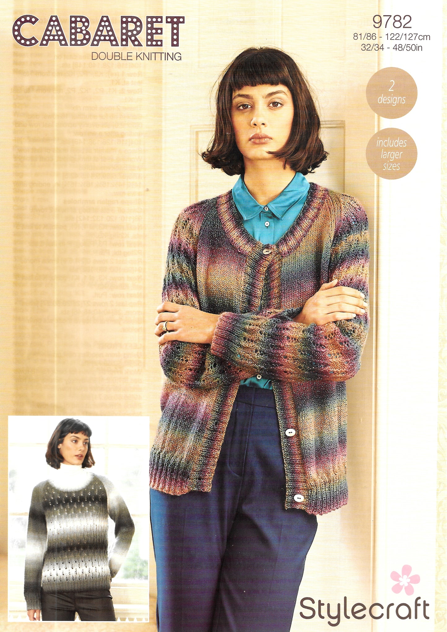 9782 Stylecraft knitting pattern. Lady's Cardigan/Sweater.  Cabaret Double Knitting Yarn