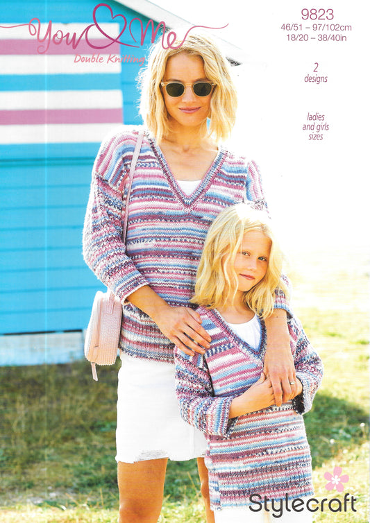9823 Stylecraft dk lady's / child's sweater knitting pattern