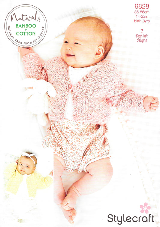 9828 Stylecraft knitting pattern. Child's Cardigans. Double Knitting