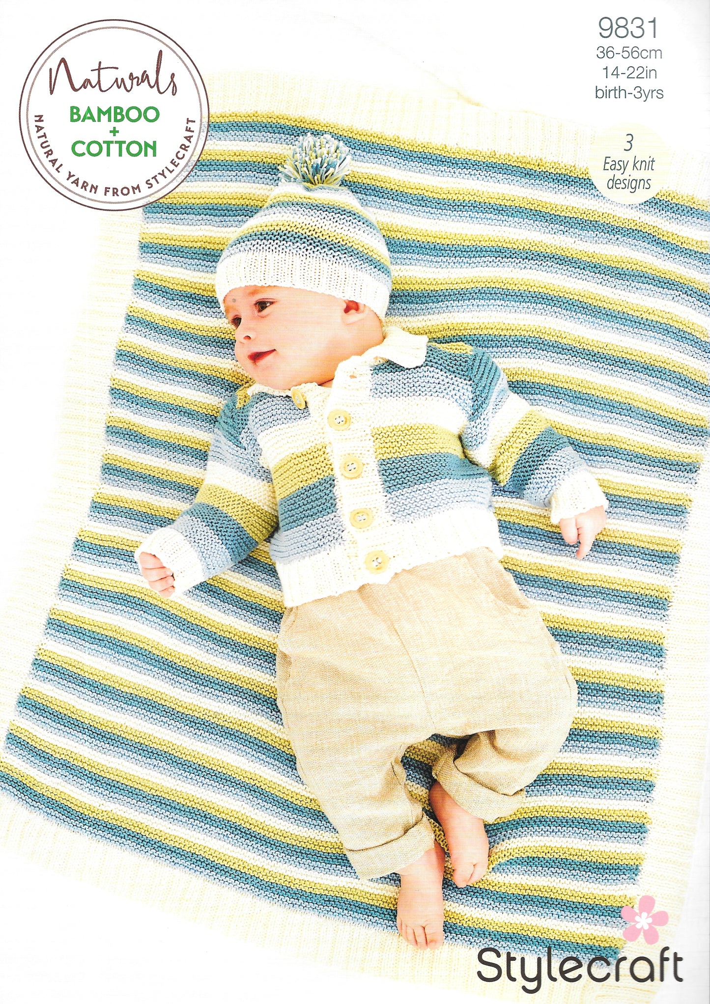 9831 Stylecraft knitting pattern. Child's Jacket/Hat/Blanket. Double Knitting