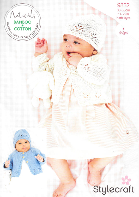 Stylecraft 9832 knitting pattern - DK Child's Cardigan/Hat
