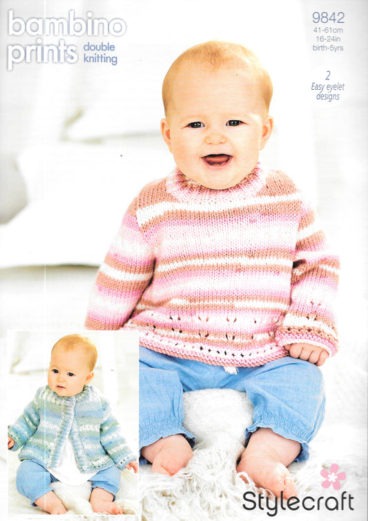 9842 Stylecraft knitting pattern. Child's Cardigan/Sweater. Double Knitting