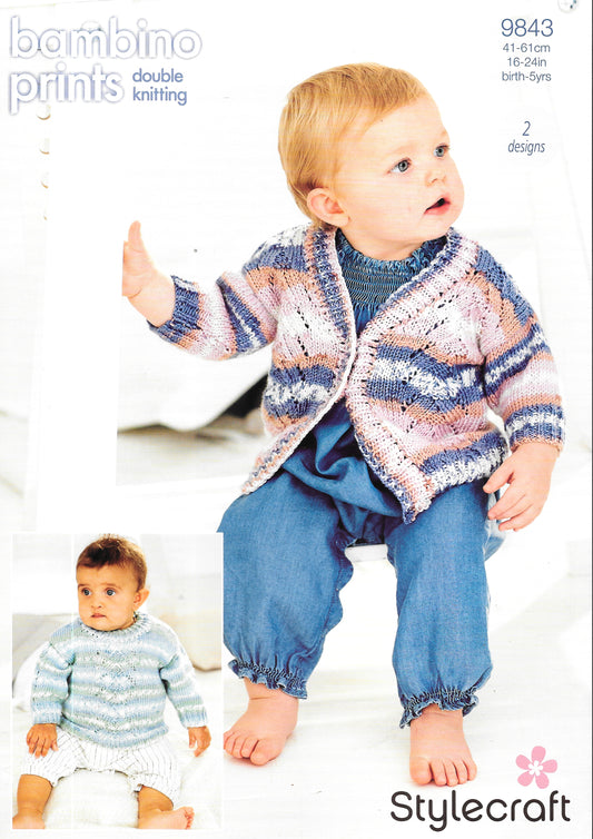 Stylecraft 9843 knitting pattern - DK Child's Cardigan/Sweater