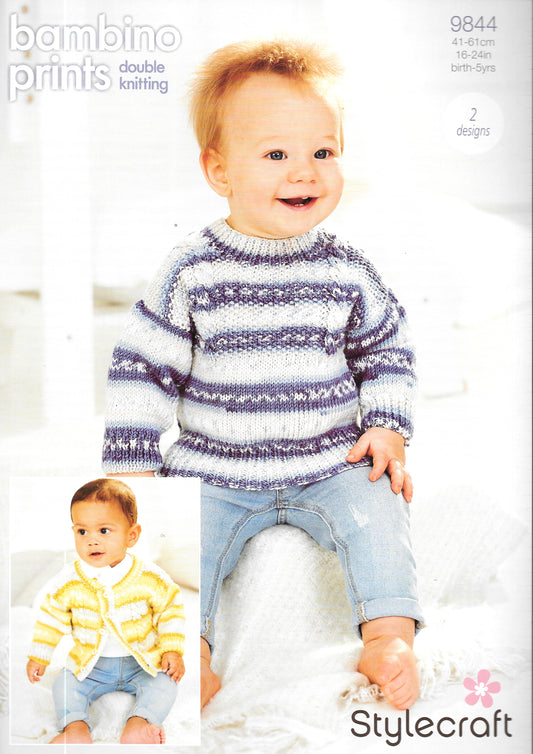 Stylecraft 9844 knitting pattern - DK Child's Cardigan/Sweater