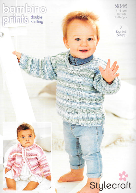 9846 Stylecraft knitting pattern. Child's Cardigan/Sweater. Double Knitting
