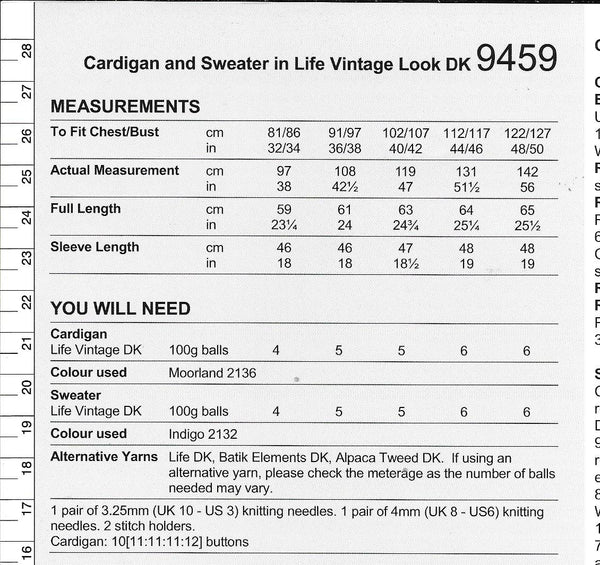 9459 Stylecraft Life Vintage dk ladies jumper and cardigan knitting pattern