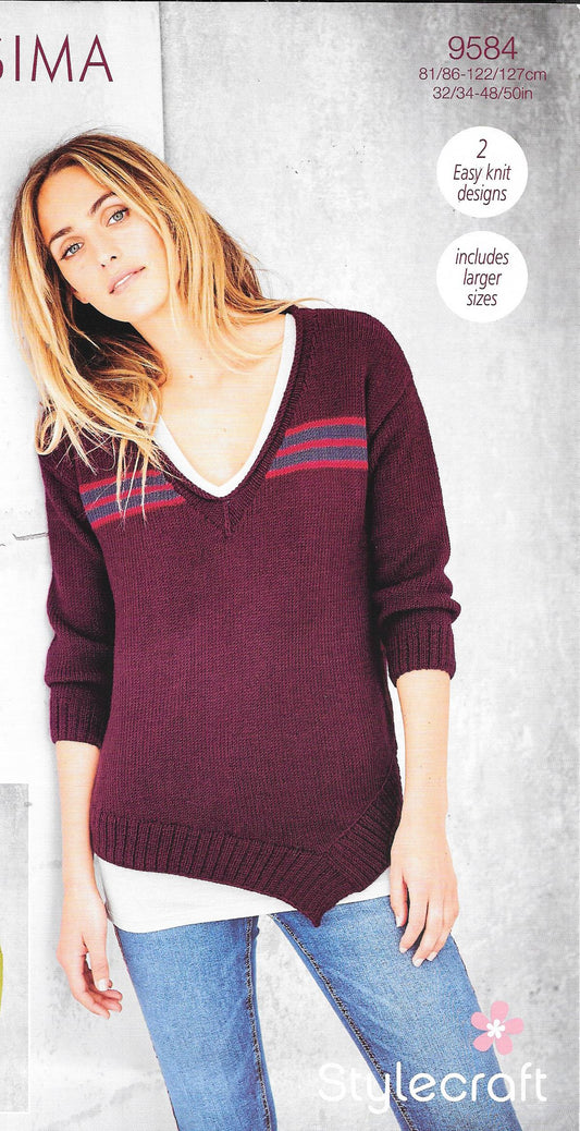 9584 Stylecraft Bellissima dk ladies jumpers knitting pattern