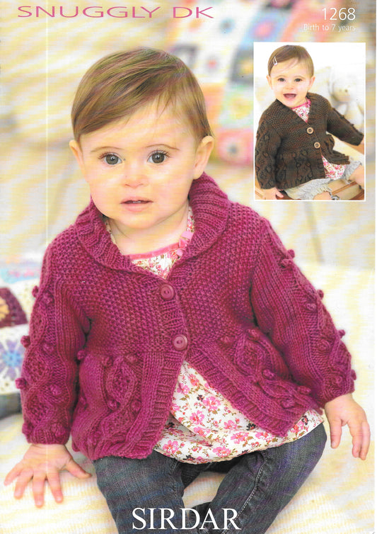 1268 Sirdar Snuggly DK Preloved Pattern for Baby Cardigans Knitting Pattern