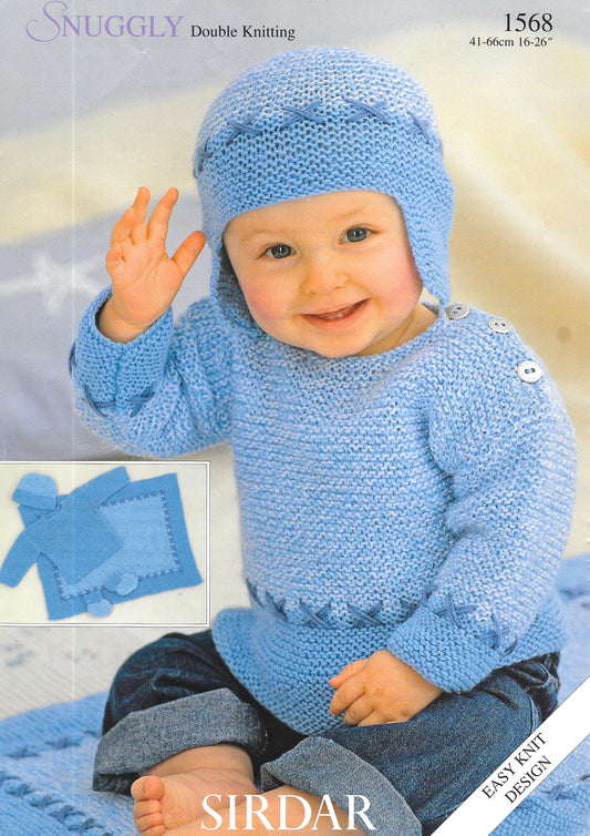 1568 Sirdar Snuggly DK Preloved Knitting Pattern for Baby Jumper and Blanket