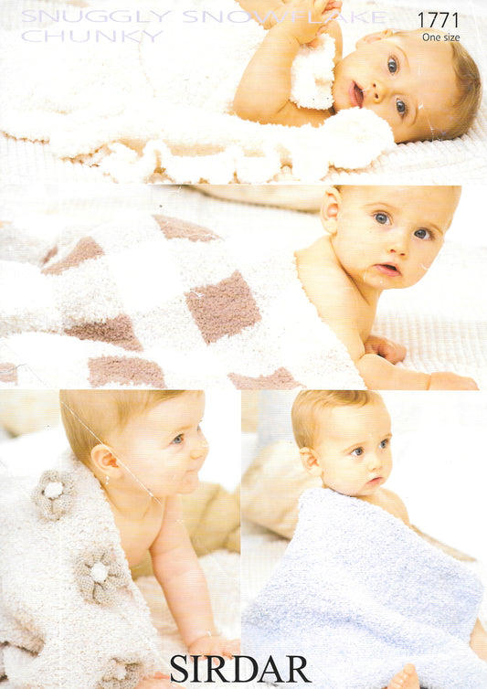 1771 Sirdar Snuggly Snowflake Chunky Preloved Knitting Pattern for Blankets