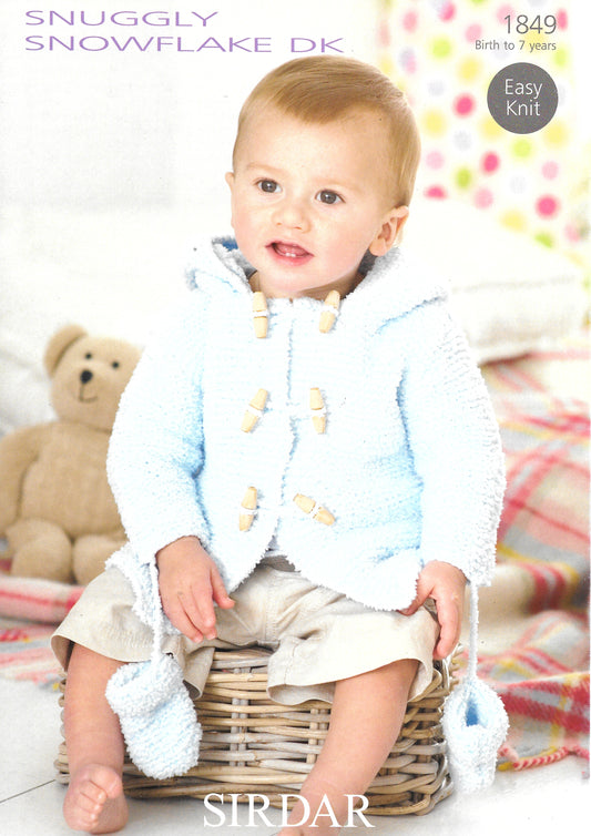 Sirdar 1849 Snuggly DK Pattern for Boy's Duffle Coat and Mittens Knitting Pattern