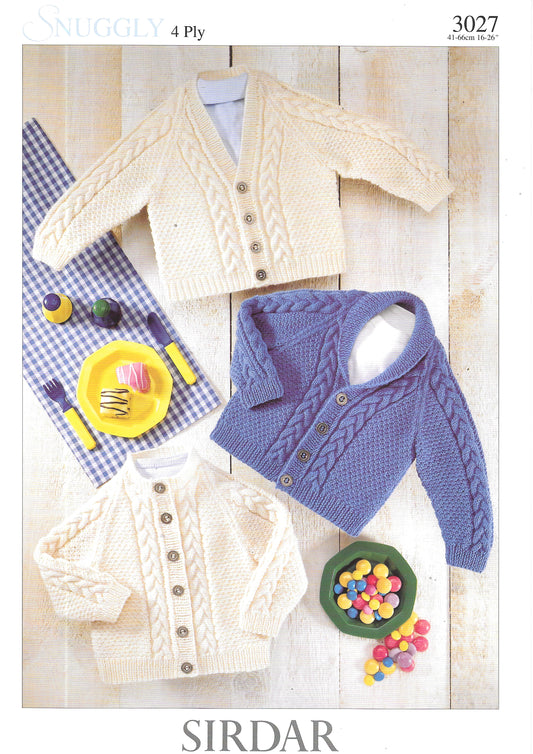 3027 Sirdar Knitting Pattern. Child's cardigans. 4 ply