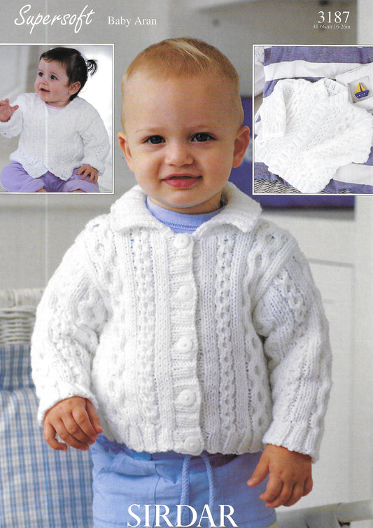 3187 Sirdar Knitting Pattern. Child's cardigans. Aran