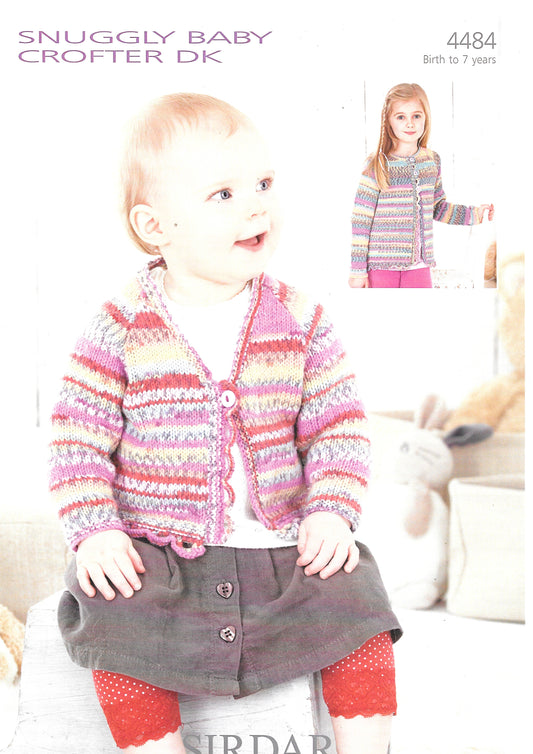 4484 Sirdar Snuggly DK Pattern for child's Cardigans Knitting Pattern