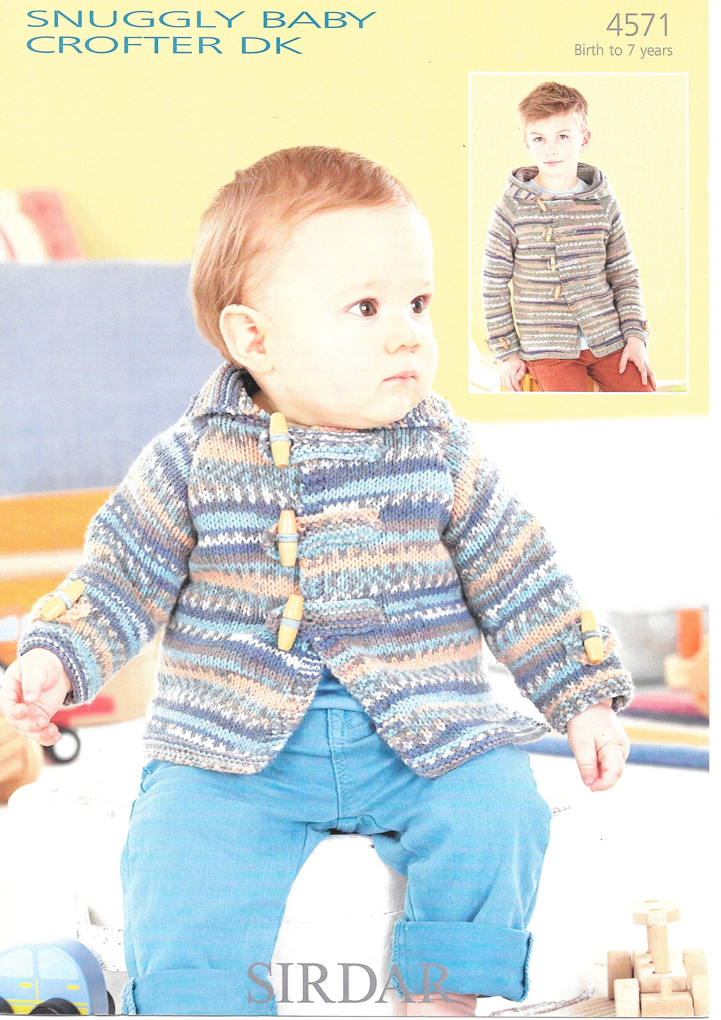 4571 Sirdar Snuggly DK Pattern for Collared and Hooded Jackets Knitting Pattern