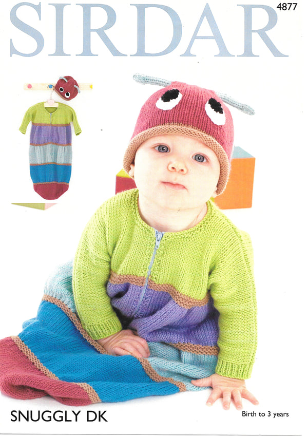 Sirdar 4877 DK Pattern for Sleeping Bag and Hat Knitting Pattern