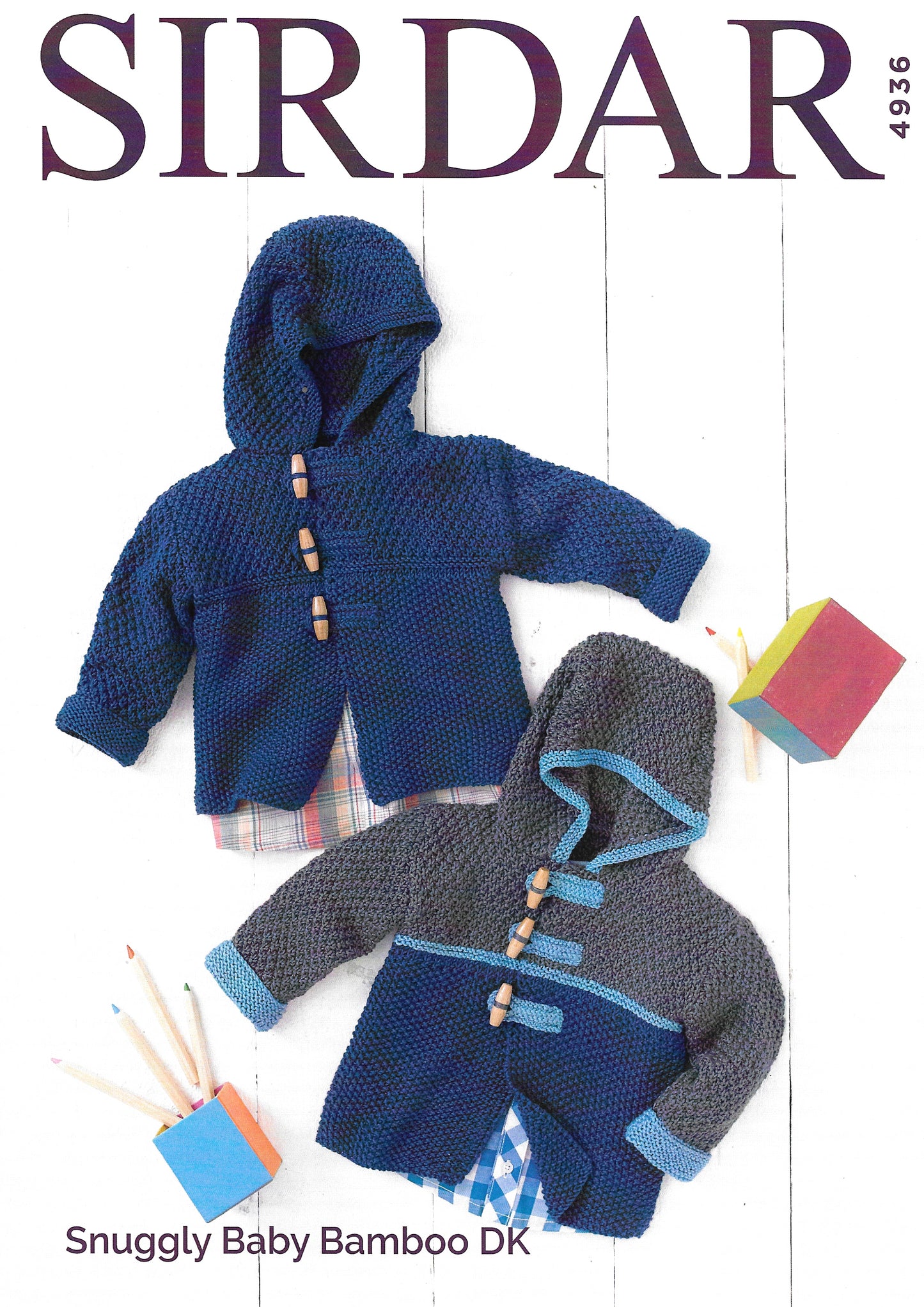 4936 Sirdar Snuggly DK Pattern for Baby Boy's Duffle Coat Knitting Pattern