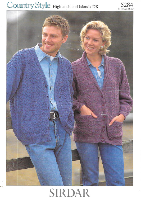 PRELOVED Sirdar 5284 Knitting Pattern. Unisex DK Cable Cardigan