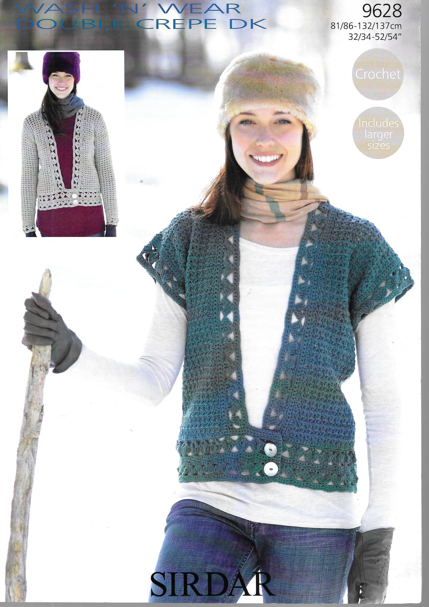 9628 PRELOVED Sirdar Crochet Pattern - Lady's DK Crochet Cardigan and Waistcoat