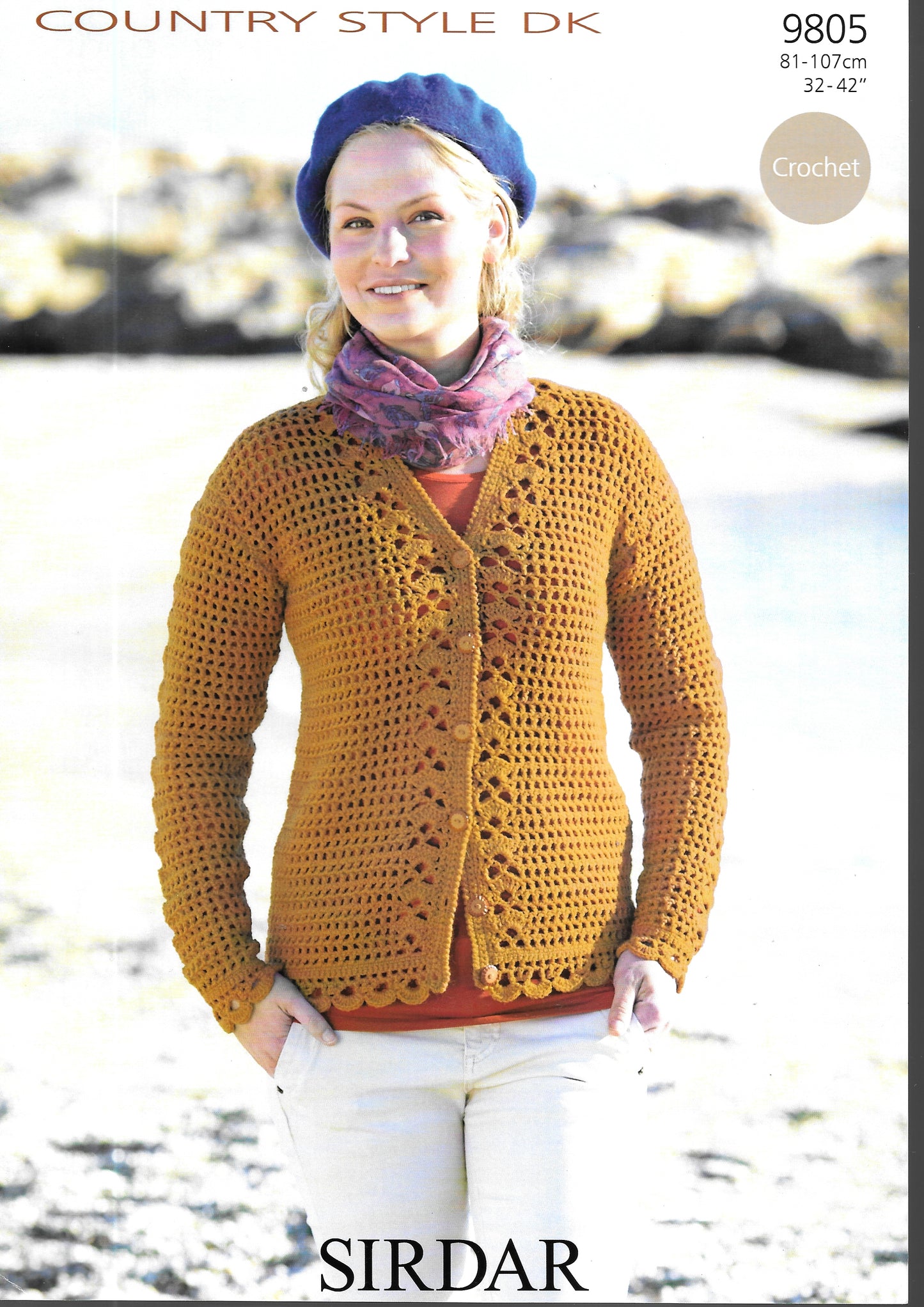 9805 Sirdar ladies Cardigan DK Crochet Pattern