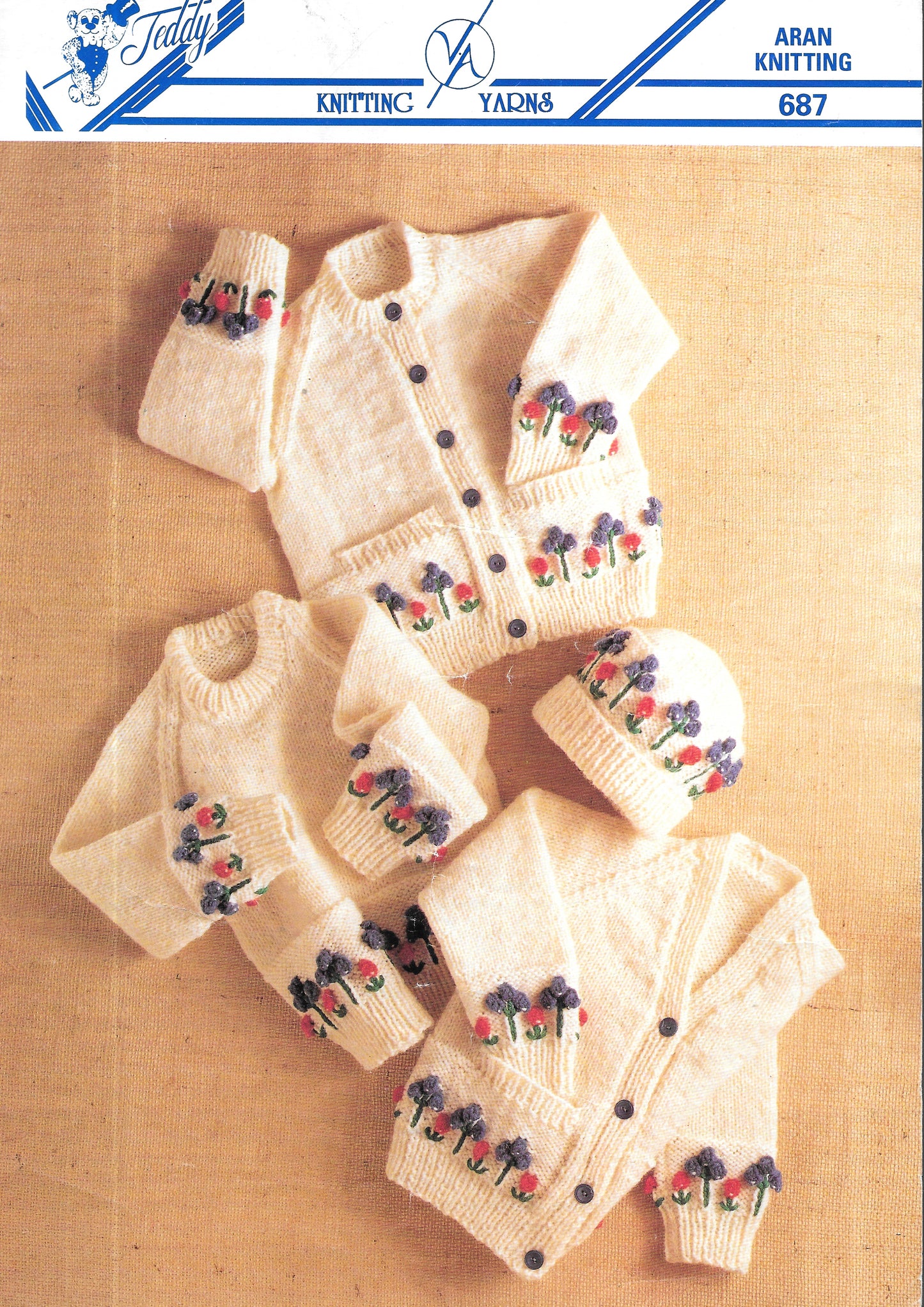 PRELOVED 687 Teddy Knitting Pattern. Child's cardigan/sweater. Aran