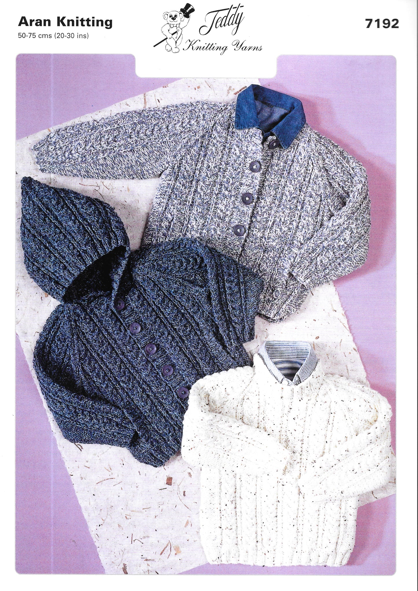 7192 Teddy knitting pattern. Child's cardigans.  Aran