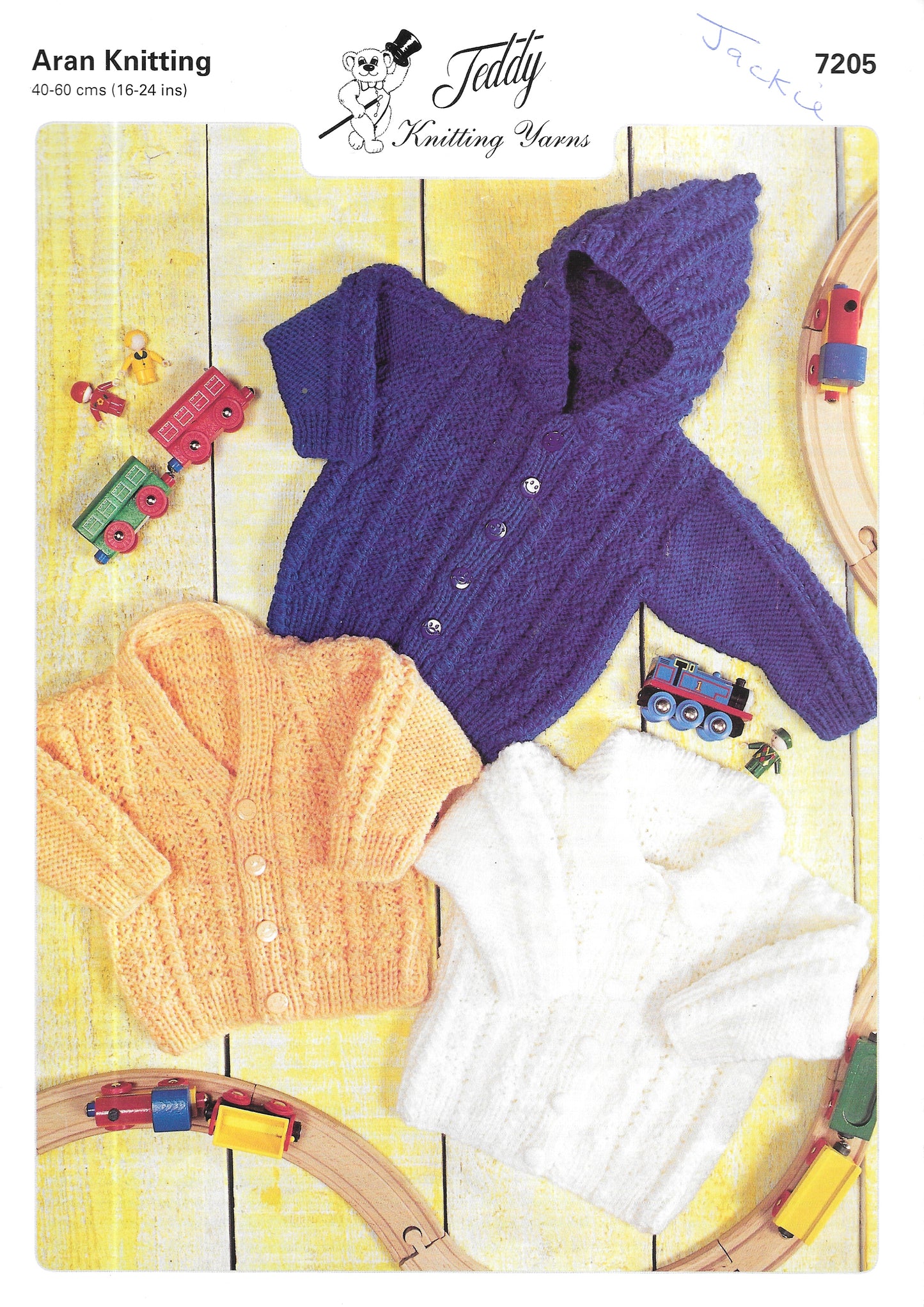 7205 PRELOVED Teddy Knitting Pattern. Children's cardigans. Aran