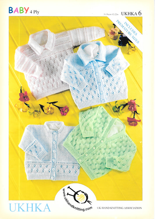 PRELOVED UKHKA 6 Knitting Pattern. Child's Cardigans/Sweater. 4 PLY