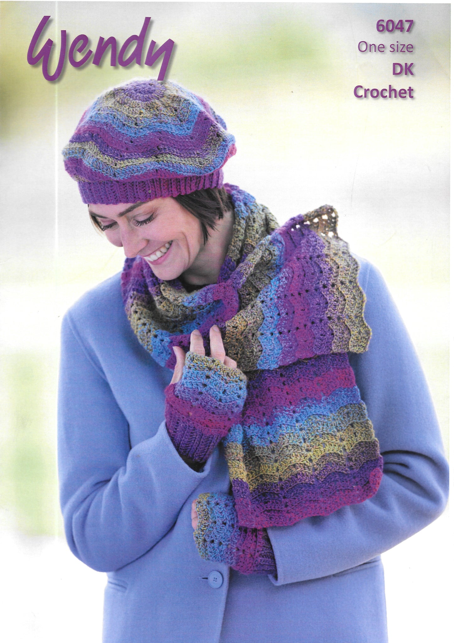 6047 Wendy. Lady's scarf and beret. Double Knit  Crochet Pattern